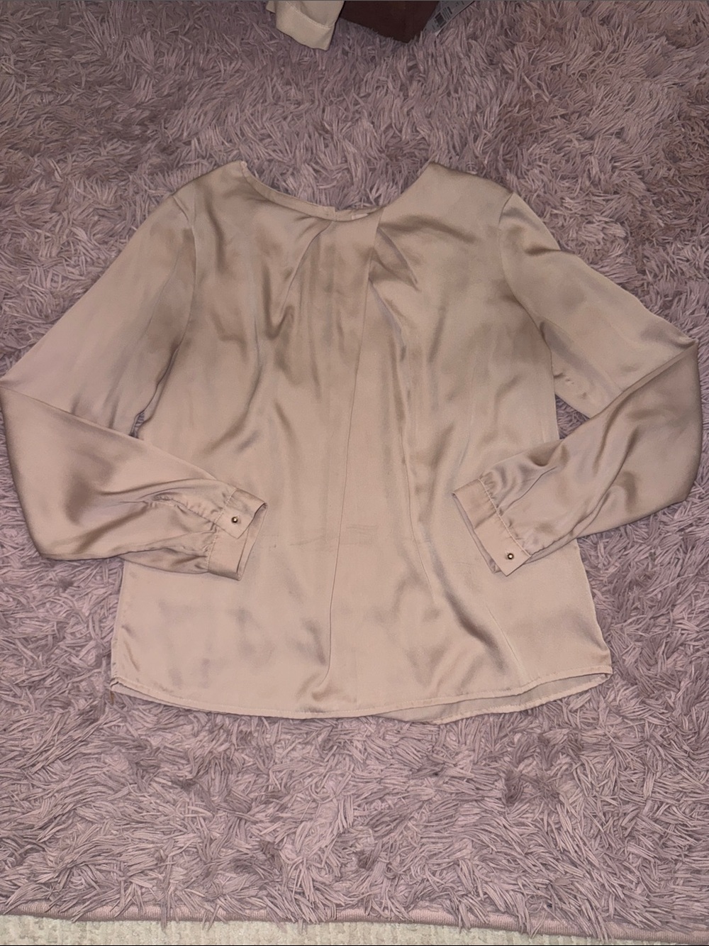 Forever 21 Satin Long-Sleeve Blouse in Cream